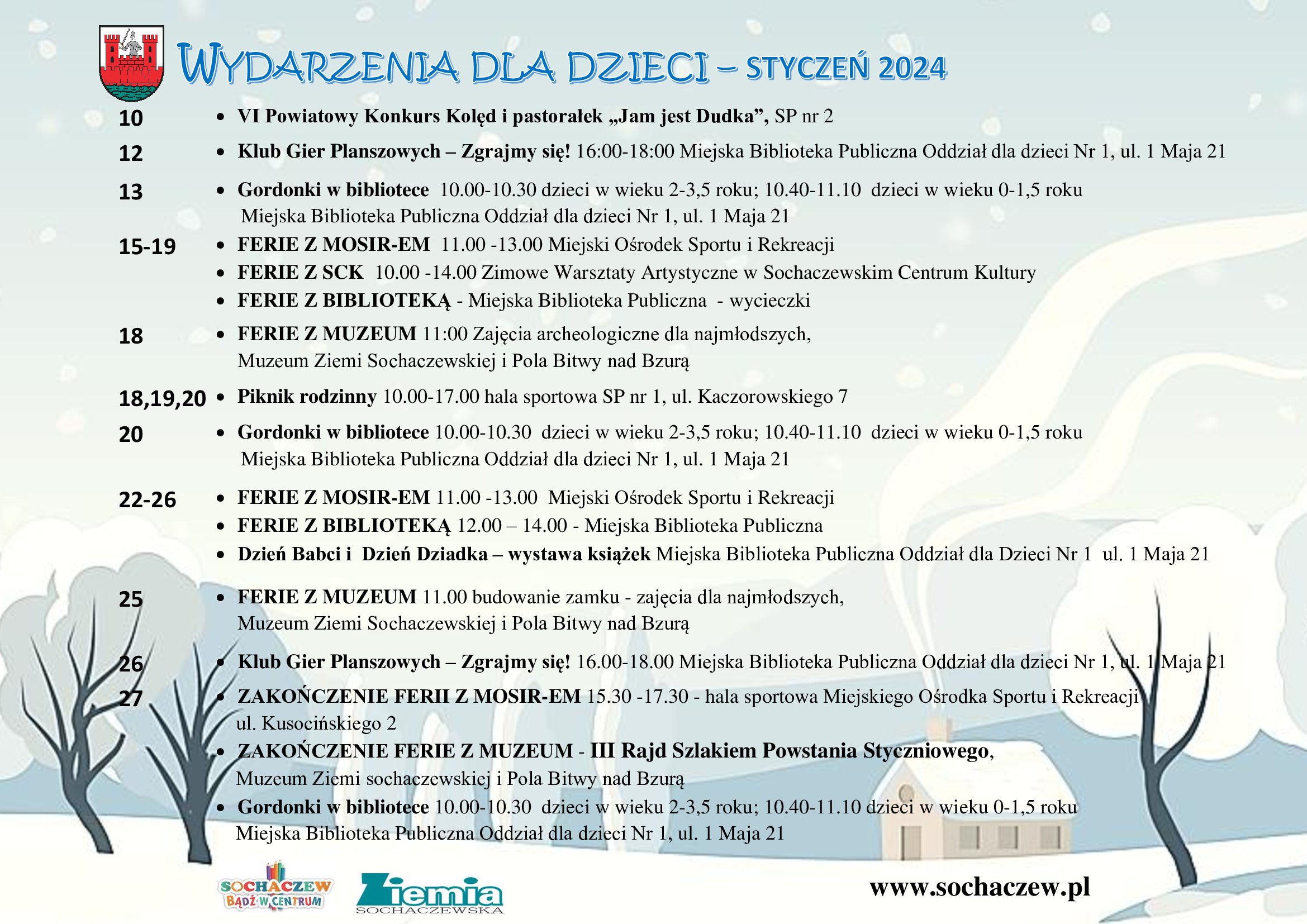 Wydarzenia dla dzieci - styczeń 2024