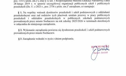 Zarządzenie Burmistrza Miasta Sochaczew